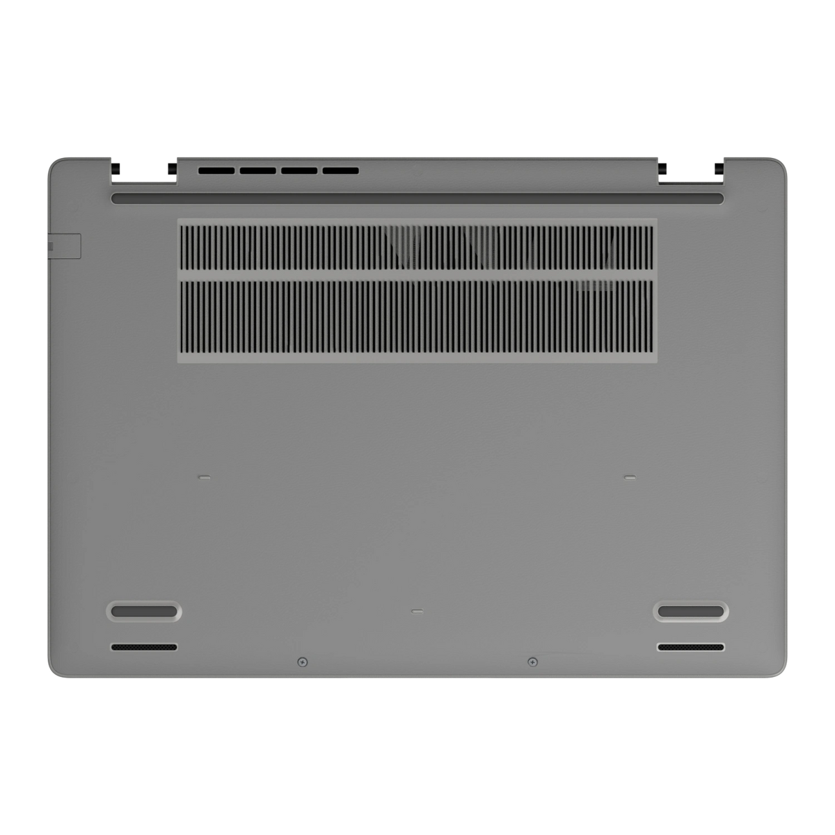 Original Gray plain synthetic leather Dell business laptop skin, d-face view. Rendered on Dell Pro 16 PC16250; exact cuts follow the selected model and coverage.