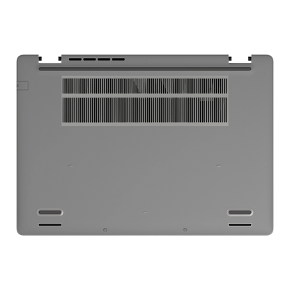 Original Gray plain synthetic leather Dell business laptop skin, d-face view. Rendered on Dell Pro 16 PC16250; exact cuts follow the selected model and coverage.