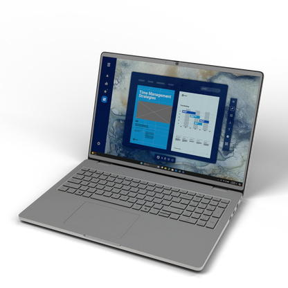 Original Gray plain synthetic leather Dell business laptop skin, front view. Rendered on Dell Pro 16 PC16250; exact cuts follow the selected model and coverage.