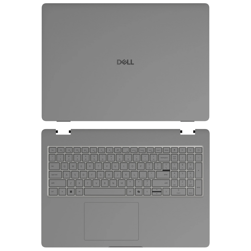 Original Gray plain synthetic leather Dell business laptop skin, sku-ac view. Rendered on Dell Pro 16 PC16250; exact cuts follow the selected model and coverage.