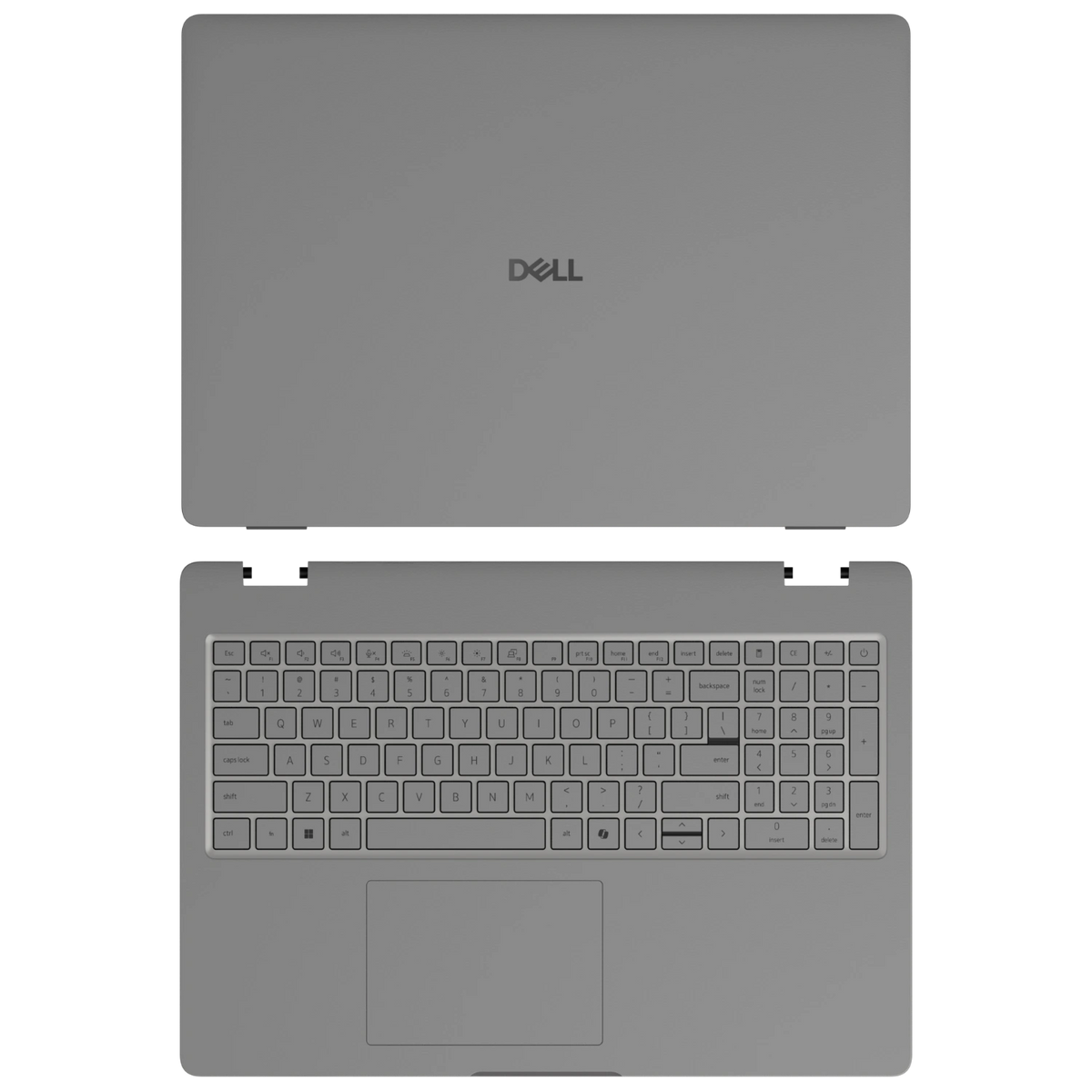 Original Gray plain synthetic leather Dell business laptop skin, sku-ac view. Rendered on Dell Pro 16 PC16250; exact cuts follow the selected model and coverage.