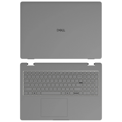 Original Gray plain synthetic leather Dell business laptop skin, sku-ac view. Rendered on Dell Pro 16 PC16250; exact cuts follow the selected model and coverage.