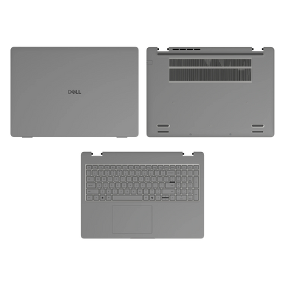Original Gray plain synthetic leather Dell business laptop skin, sku-acd view. Rendered on Dell Pro 16 PC16250; exact cuts follow the selected model and coverage.
