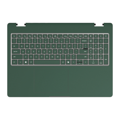 Original Green plain synthetic leather Dell business laptop skin, c-face view. Rendered on Dell Pro 16 PC16250; exact cuts follow the selected model and coverage.