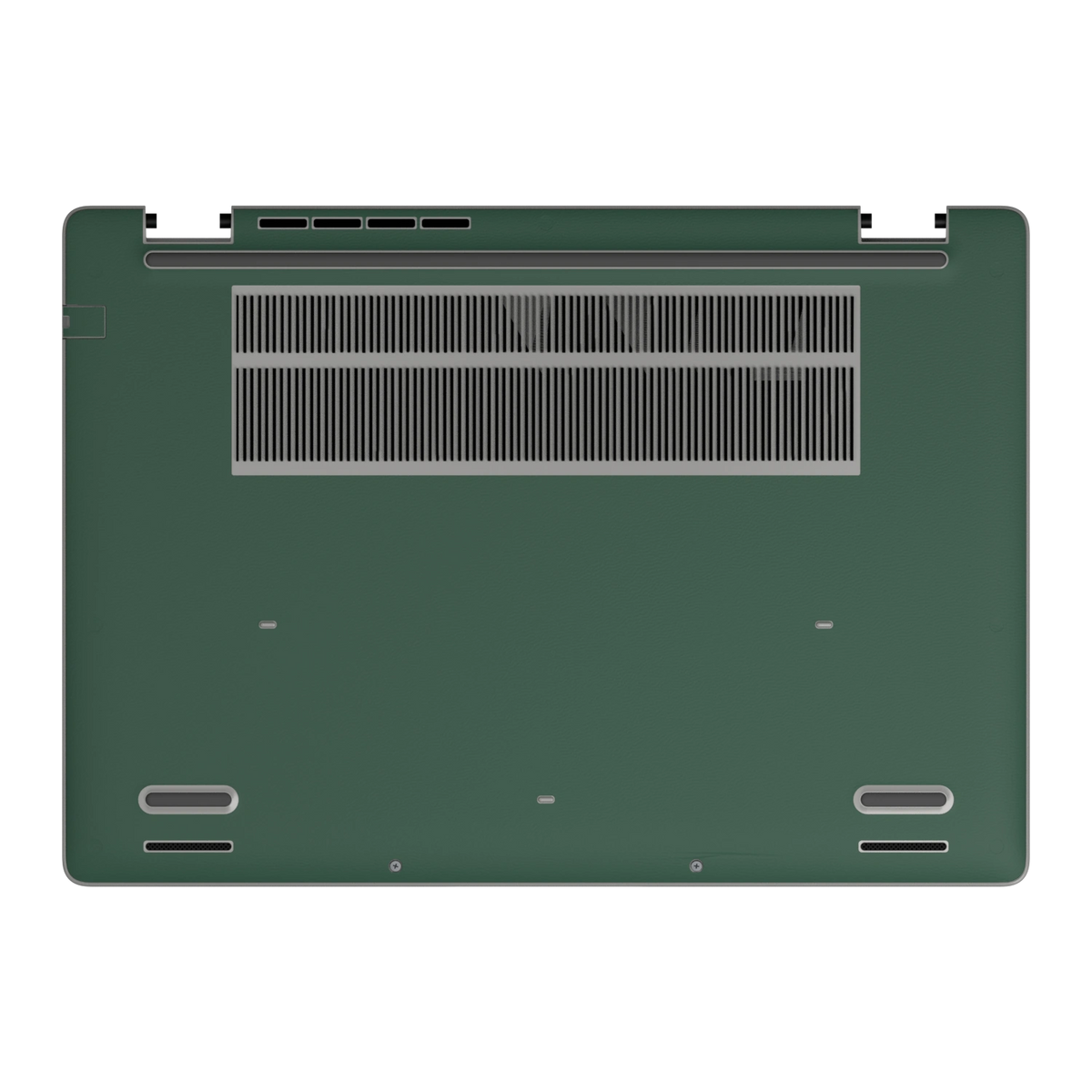 Original Green plain synthetic leather Dell business laptop skin, d-face view. Rendered on Dell Pro 16 PC16250; exact cuts follow the selected model and coverage.
