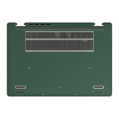 Original Green plain synthetic leather Dell business laptop skin, d-face view. Rendered on Dell Pro 16 PC16250; exact cuts follow the selected model and coverage.