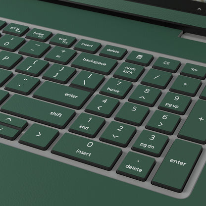 Original Green plain synthetic leather Dell business laptop skin, macro view. Rendered on Dell Pro 16 PC16250; exact cuts follow the selected model and coverage.