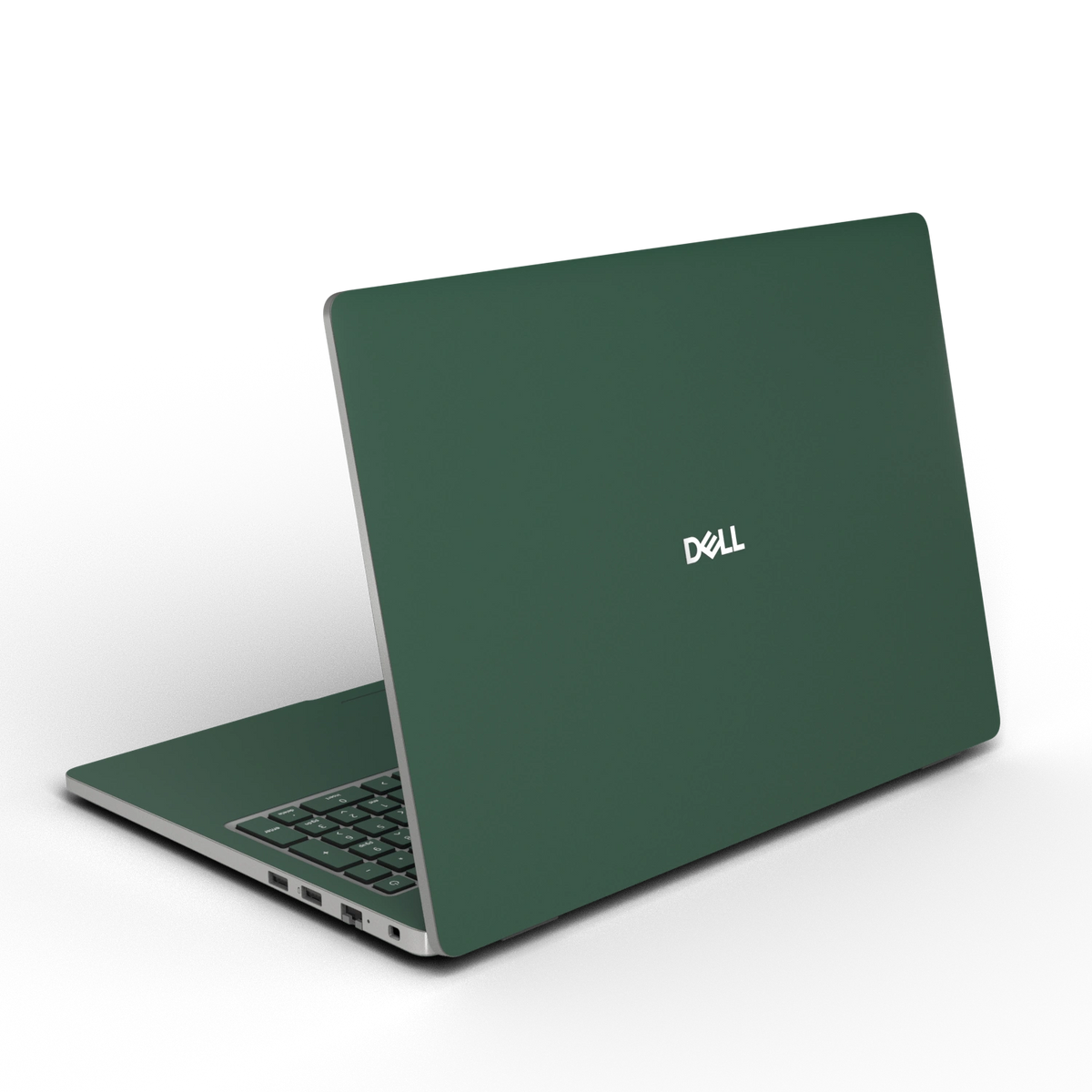 Original Green plain synthetic leather Dell business laptop skin, rear view. Rendered on Dell Pro 16 PC16250; exact cuts follow the selected model and coverage.