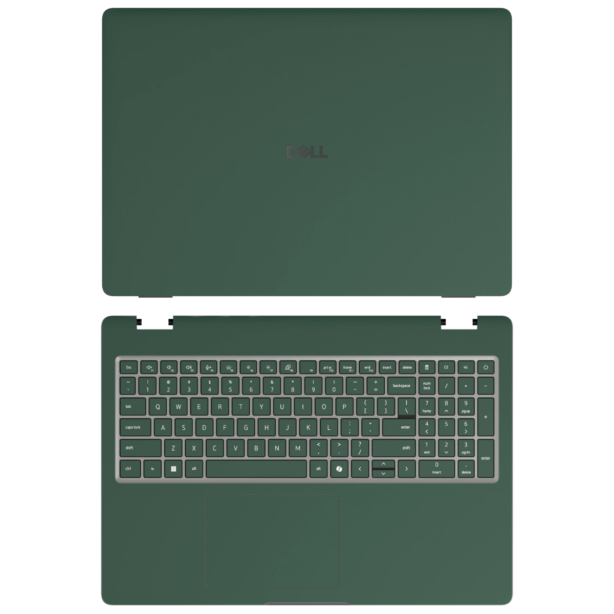 Original Green plain synthetic leather Dell business laptop skin, sku-ac view. Rendered on Dell Pro 16 PC16250; exact cuts follow the selected model and coverage.