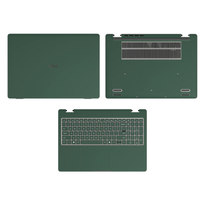 Original Green plain synthetic leather Dell business laptop skin, sku-acd view. Rendered on Dell Pro 16 PC16250; exact cuts follow the selected model and coverage.