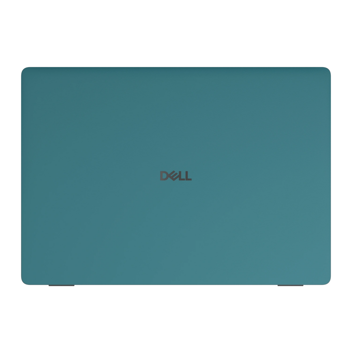 Peacock Blue plain synthetic leather Dell business laptop skin, a-face view. Rendered on Dell Pro 16 PC16250; exact cuts follow the selected model and coverage.