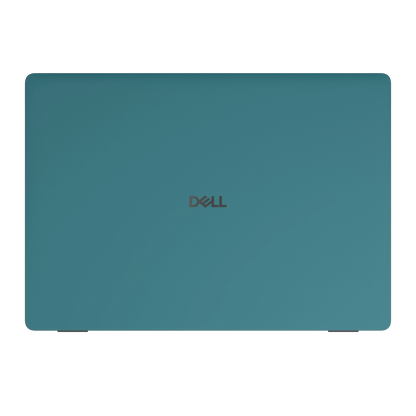 Peacock Blue plain synthetic leather Dell business laptop skin, sku-a view. Rendered on Dell Pro 16 PC16250; exact cuts follow the selected model and coverage.