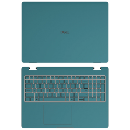 Peacock Blue plain synthetic leather Dell business laptop skin, sku-ac view. Rendered on Dell Pro 16 PC16250; exact cuts follow the selected model and coverage.