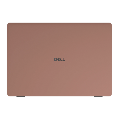 Qingcha Brown plain synthetic leather Dell business laptop skin, top lid (A) view. Rendered on Dell Pro 16 PC16250; exact cuts follow the selected model and coverage.