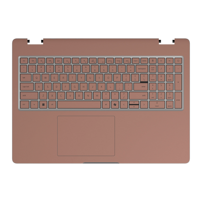 Qingcha Brown plain synthetic leather Dell business laptop skin, c-face view. Rendered on Dell Pro 16 PC16250; exact cuts follow the selected model and coverage.