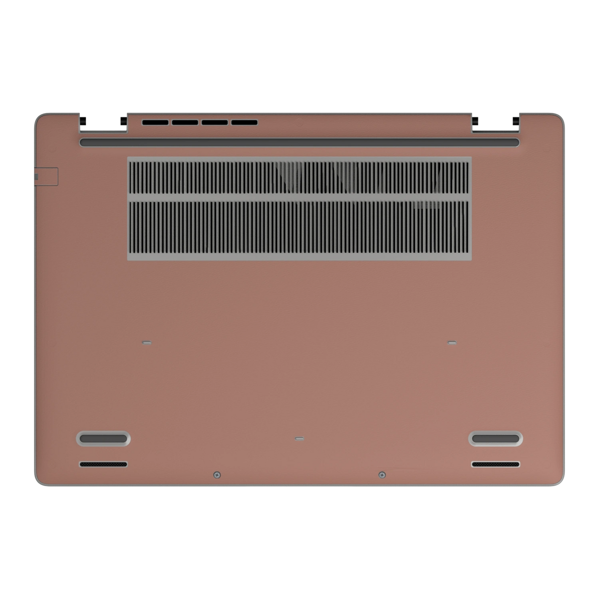 Qingcha Brown plain synthetic leather Dell business laptop skin, d-face view. Rendered on Dell Pro 16 PC16250; exact cuts follow the selected model and coverage.