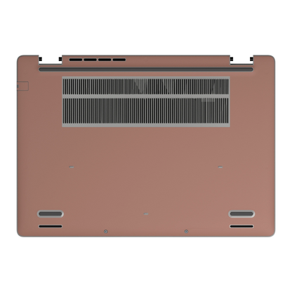 Qingcha Brown plain synthetic leather Dell business laptop skin, d-face view. Rendered on Dell Pro 16 PC16250; exact cuts follow the selected model and coverage.