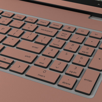 Qingcha Brown plain synthetic leather Dell business laptop skin, macro view. Rendered on Dell Pro 16 PC16250; exact cuts follow the selected model and coverage.