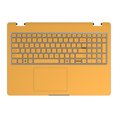 Wutong Yellow plain synthetic leather Dell business laptop skin, c-face view. Rendered on Dell Pro 16 PC16250; exact cuts follow the selected model and coverage.
