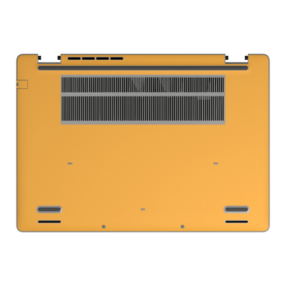 Wutong Yellow plain synthetic leather Dell business laptop skin, d-face view. Rendered on Dell Pro 16 PC16250; exact cuts follow the selected model and coverage.