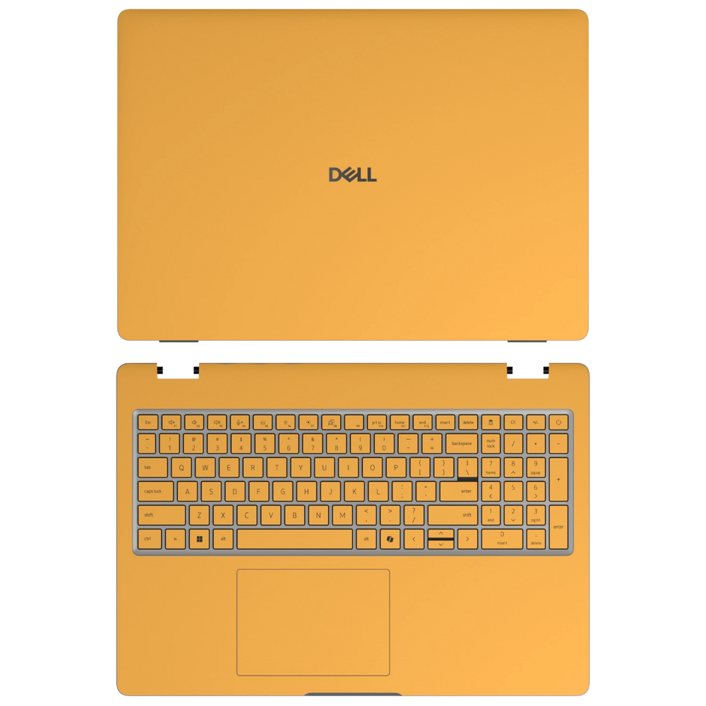 Wutong Yellow plain synthetic leather Dell business laptop skin, sku-ac view. Rendered on Dell Pro 16 PC16250; exact cuts follow the selected model and coverage.