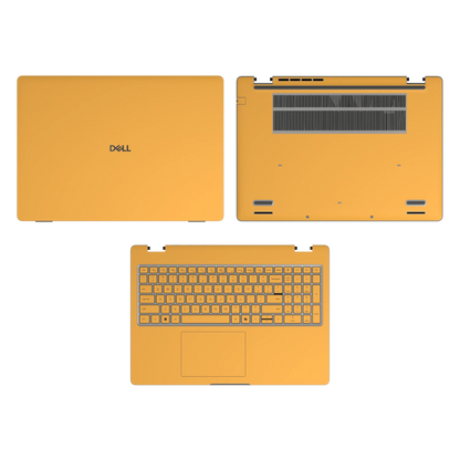 Wutong Yellow plain synthetic leather Dell business laptop skin, sku-acd view. Rendered on Dell Pro 16 PC16250; exact cuts follow the selected model and coverage.