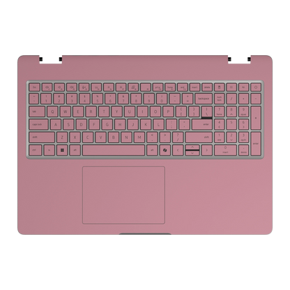 Yiren Pink plain synthetic leather Dell business laptop skin, c-face view. Rendered on Dell Pro 16 PC16250; exact cuts follow the selected model and coverage.