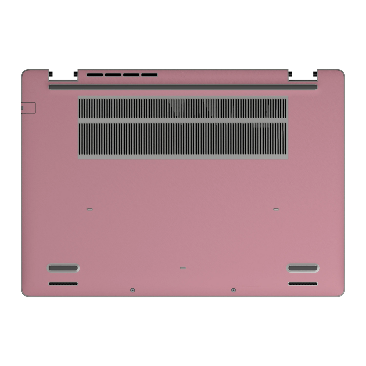 Yiren Pink plain synthetic leather Dell business laptop skin, d-face view. Rendered on Dell Pro 16 PC16250; exact cuts follow the selected model and coverage.