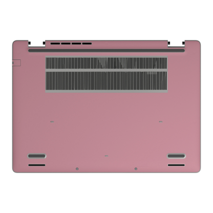 Yiren Pink plain synthetic leather Dell business laptop skin, d-face view. Rendered on Dell Pro 16 PC16250; exact cuts follow the selected model and coverage.