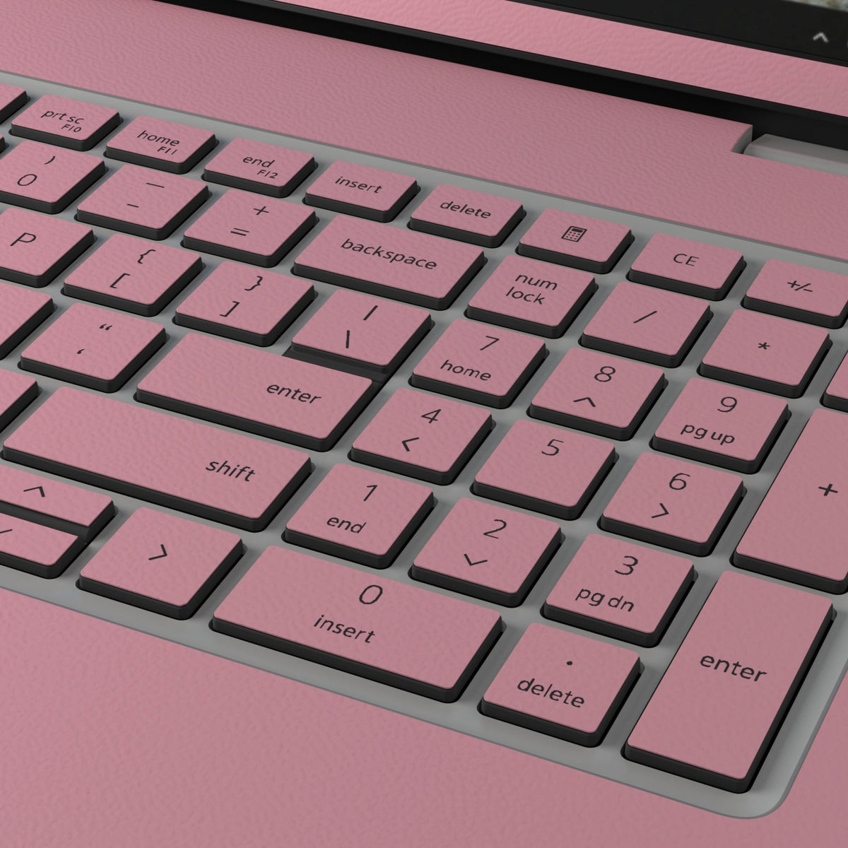 Yiren Pink plain synthetic leather Dell business laptop skin, macro view. Rendered on Dell Pro 16 PC16250; exact cuts follow the selected model and coverage.