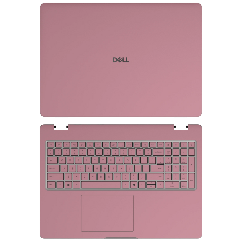 Yiren Pink plain synthetic leather Dell business laptop skin, sku-ac view. Rendered on Dell Pro 16 PC16250; exact cuts follow the selected model and coverage.