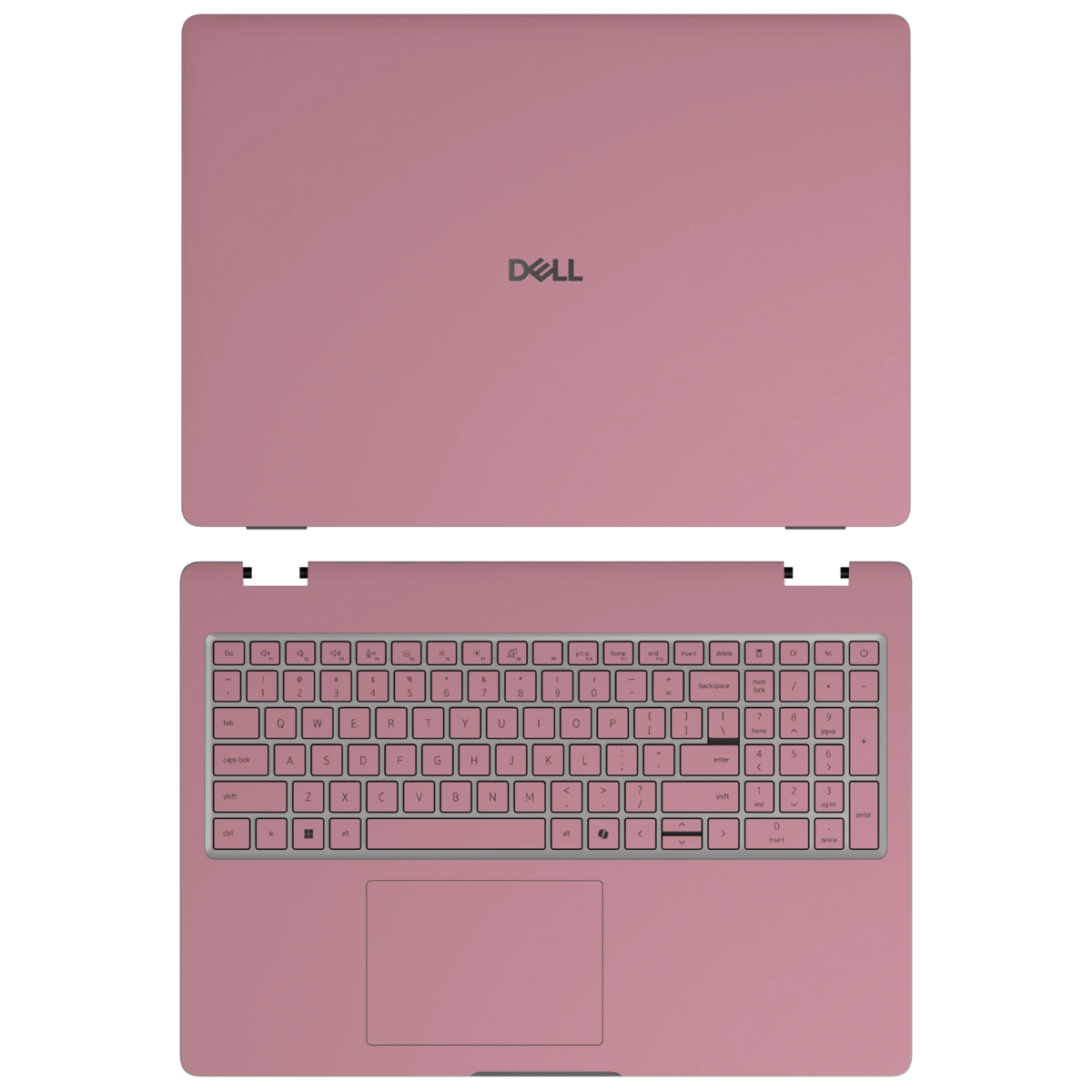 Yiren Pink plain synthetic leather Dell business laptop skin, sku-ac view. Rendered on Dell Pro 16 PC16250; exact cuts follow the selected model and coverage.