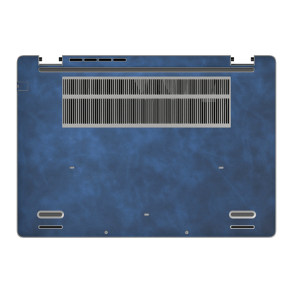 Deep Sea Blue scrub-textured synthetic leather Dell business laptop skin, d face view. Rendered on Dell Pro 16 PC16250 as a reference; exact cut layout follows the selected model and coverage.