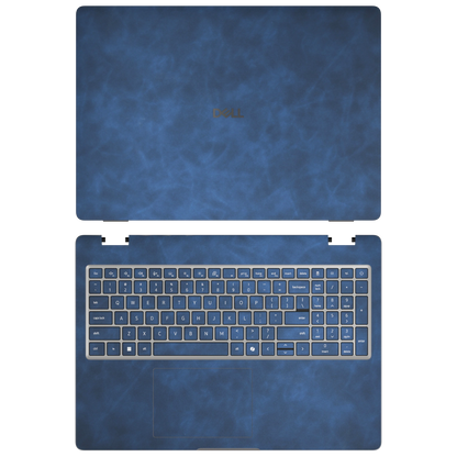 Deep Sea Blue scrub-textured synthetic leather Dell business laptop skin, sku ac view. Rendered on Dell Pro 16 PC16250 as a reference; exact cut layout follows the selected model and coverage.