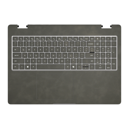 Dark Gray scrub-textured synthetic leather Dell business laptop skin, c face view. Rendered on Dell Pro 16 PC16250 as a reference; exact cut layout follows the selected model and coverage.