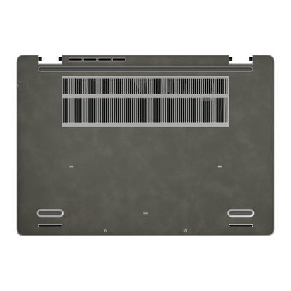 Dark Gray scrub-textured synthetic leather Dell business laptop skin, d face view. Rendered on Dell Pro 16 PC16250 as a reference; exact cut layout follows the selected model and coverage.