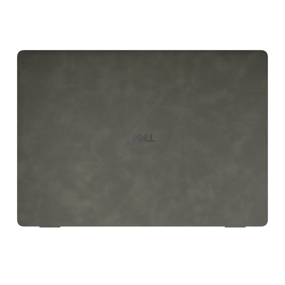 Dark Gray scrub-textured synthetic leather Dell business laptop skin, sku a view. Rendered on Dell Pro 16 PC16250 as a reference; exact cut layout follows the selected model and coverage.