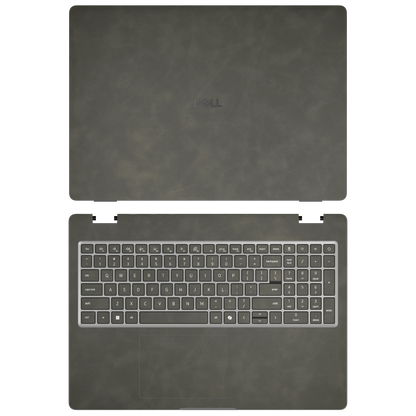 Dark Gray scrub-textured synthetic leather Dell business laptop skin, sku ac view. Rendered on Dell Pro 16 PC16250 as a reference; exact cut layout follows the selected model and coverage.