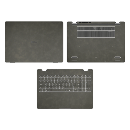 Dark Gray scrub-textured synthetic leather Dell business laptop skin, sku acd view. Rendered on Dell Pro 16 PC16250 as a reference; exact cut layout follows the selected model and coverage.