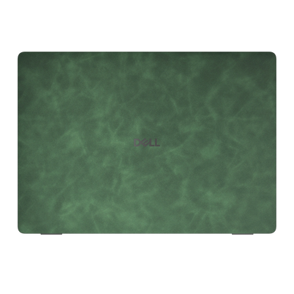 Green scrub-textured synthetic leather Dell business laptop skin, sku a view. Rendered on Dell Pro 16 PC16250 as a reference; exact cut layout follows the selected model and coverage.