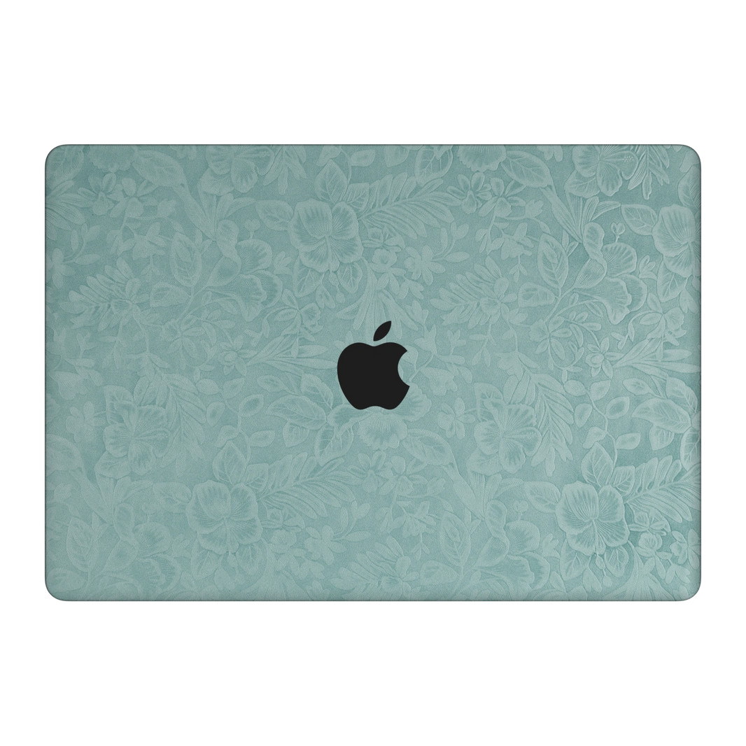 天青竹涛 Hibiscus MacBook skin. A lid material and colour illustration. MacBook Air 15.3 M3-M5 render used as a shared material and installation illustration; actual cutouts and included pieces follow the selected model and Coverage. Device not included.