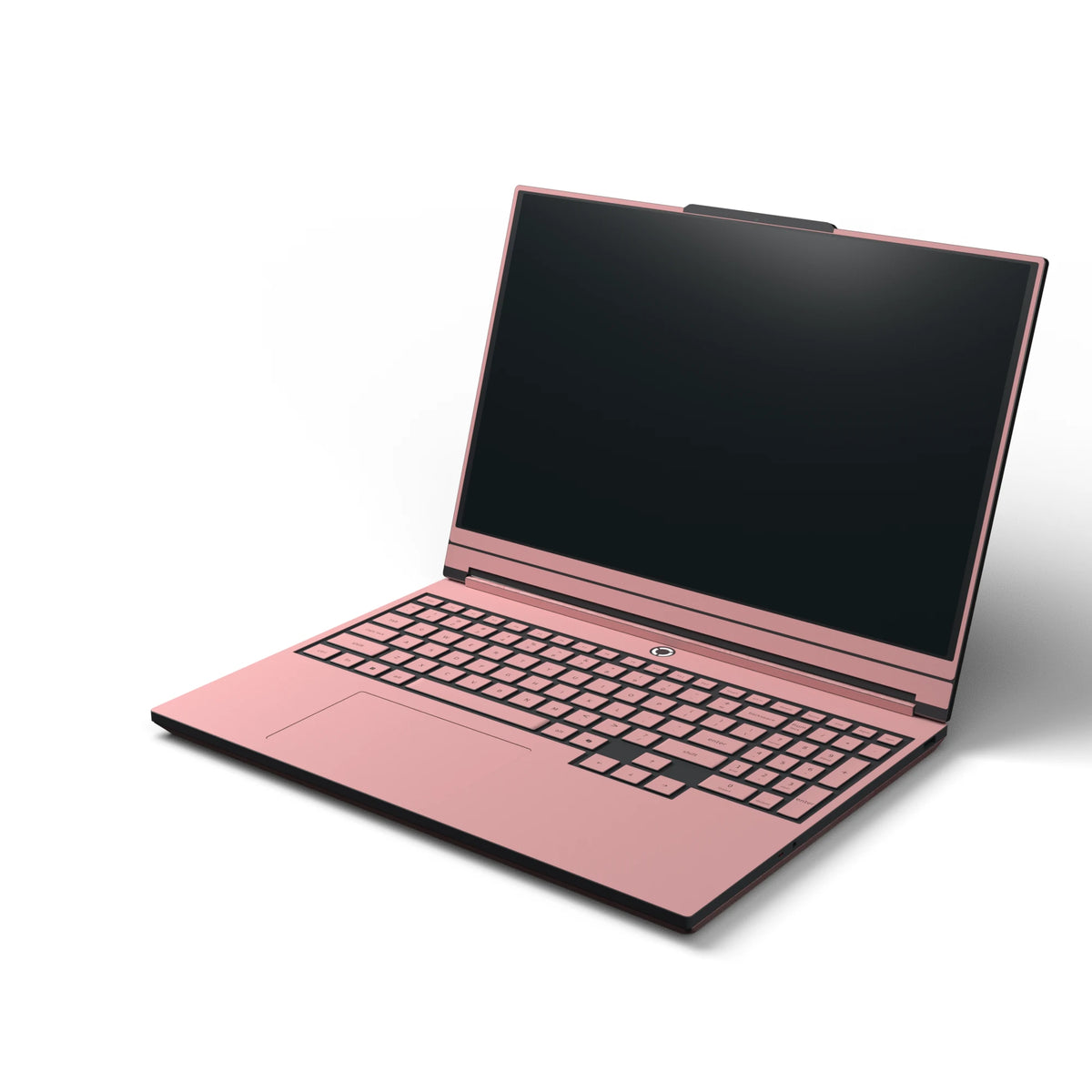 Dwantran Hibiscus Lenovo laptop skin in Blush Pink, showing an oblique view of the keyboard area on a white background.