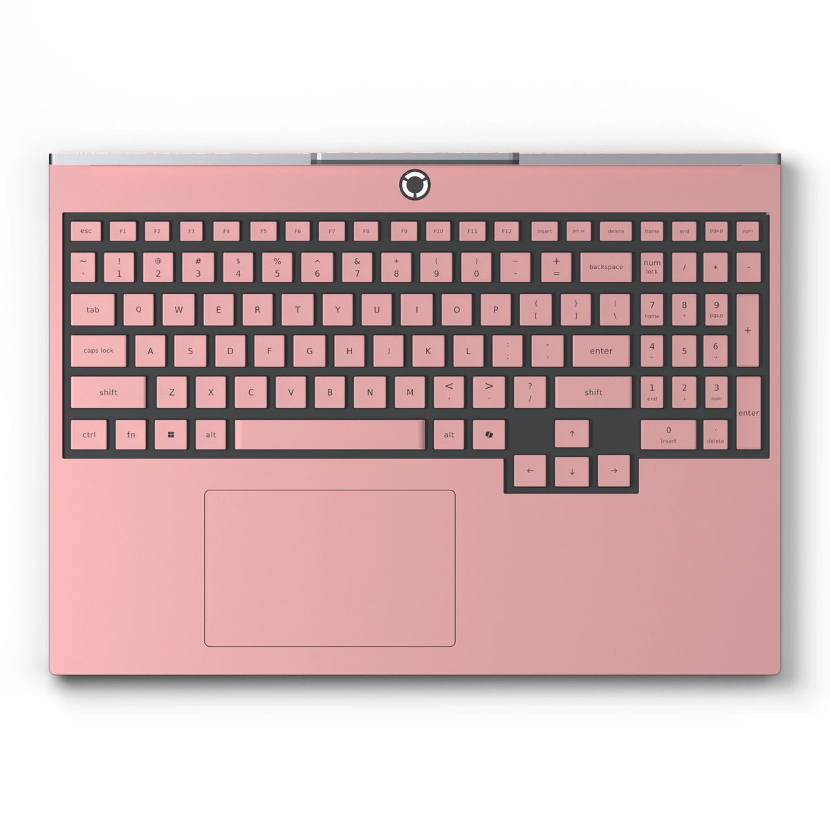 Dwantran Hibiscus Lenovo laptop skin in Blush Pink, showing a top view of the keyboard area on a white background.