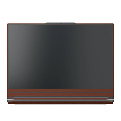 Dwantran Hibiscus Lenovo laptop skin in Classic Brown, showing a front view of the screen bezel on a white background.