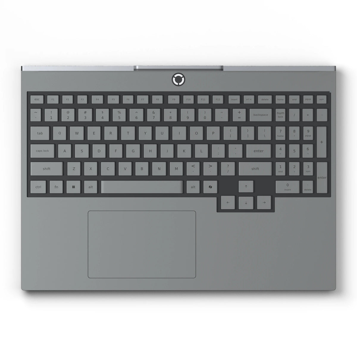 Dwantran Hibiscus Lenovo laptop skin in Classic Gray, showing a top view of the keyboard area on a white background.