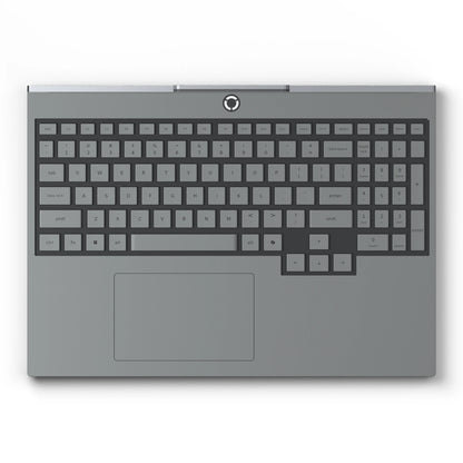 Dwantran Hibiscus Lenovo laptop skin in Classic Gray, showing a top view of the keyboard area on a white background.