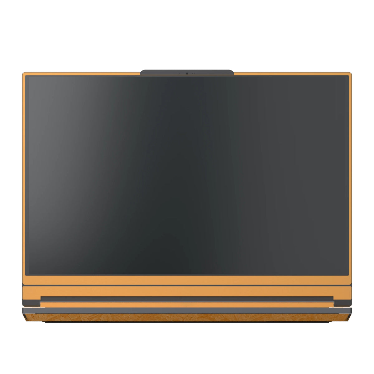 Dwantran Hibiscus Lenovo laptop skin in Sunny Yellow, showing a front view of the screen bezel on a white background.