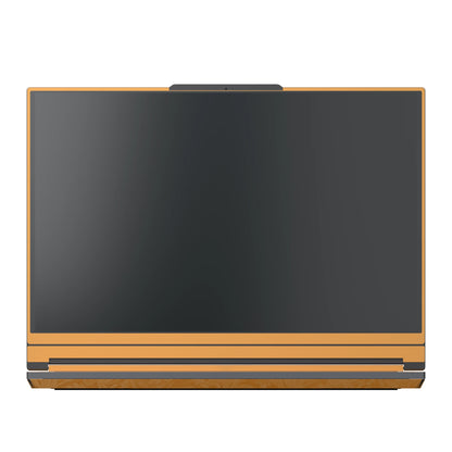 Dwantran Hibiscus Lenovo laptop skin in Sunny Yellow, showing a front view of the screen bezel on a white background.