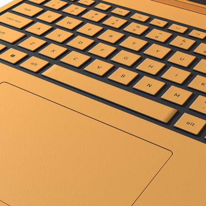 Dwantran Hibiscus Lenovo laptop skin in Sunny Yellow, showing a close-up of the textured pattern on a white background.