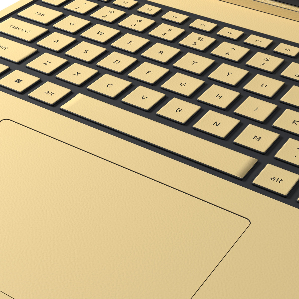 Dwantran Hibiscus Lenovo laptop skin in Vintage Gold, showing a close-up of the textured pattern on a white background.